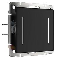 Выключатель сенсорный с подсветкой без рамки Werkel 2-кл. черный Soft-touch картинка